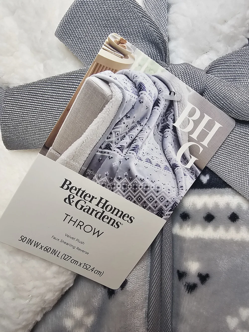 Better Homes And Gardens Gray and White Sherpa Throw